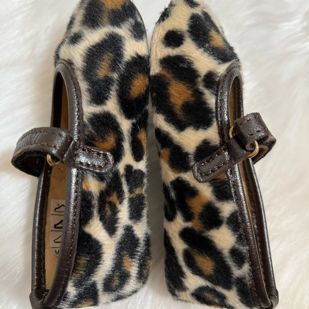 Aba Brown Tan Animal Print Faux Fir Soft Sole Shoes